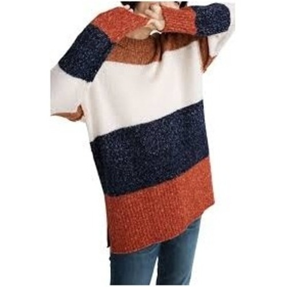 Madewell Striped Alpaca Blend Knit Crew Neck Oversized Sweater Size Medium